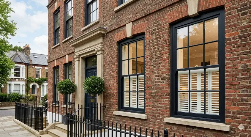 Heritage Accoya sash windows installation in a London Conservation Area