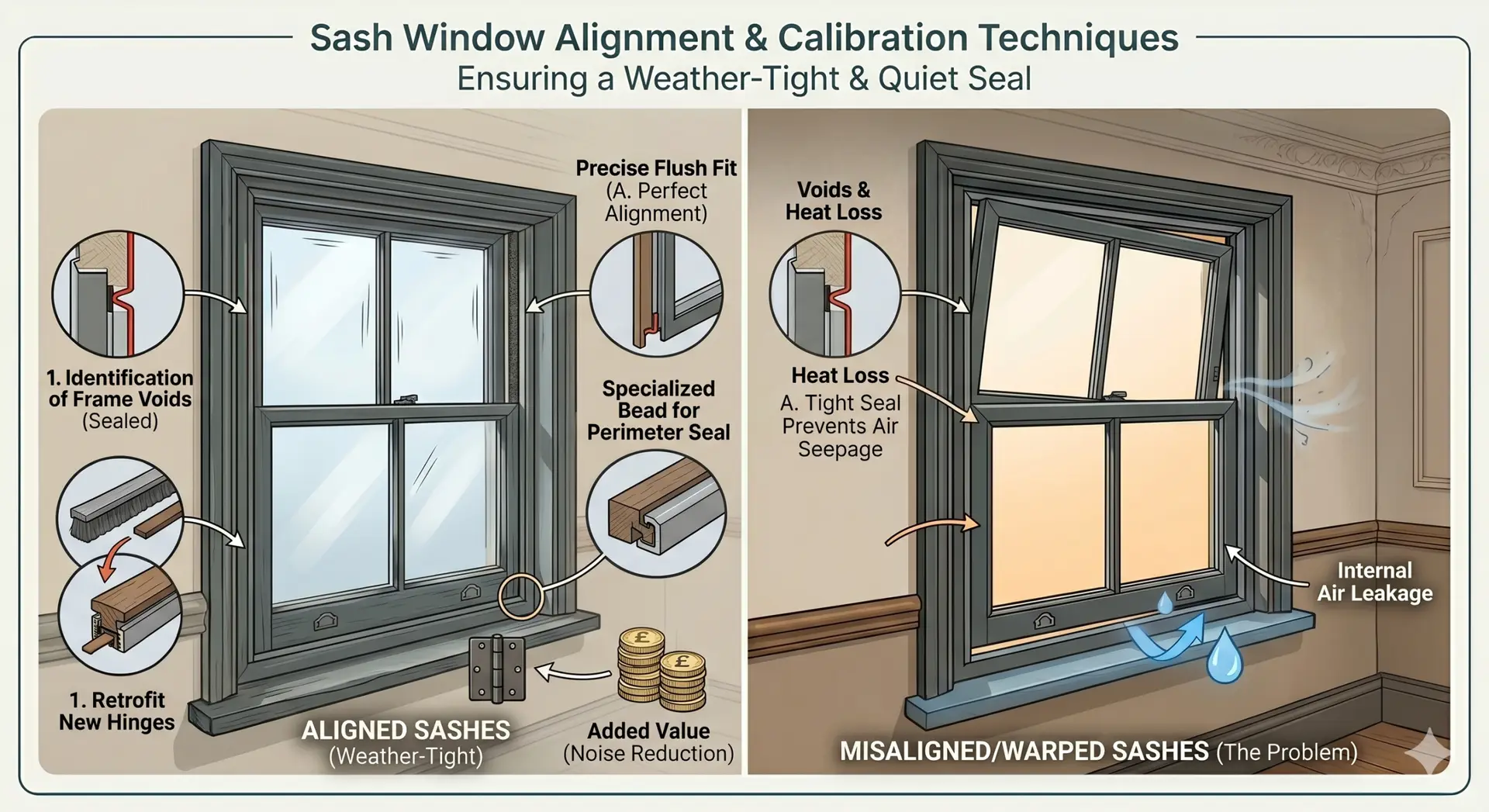 sash window alignment and calibration techniques