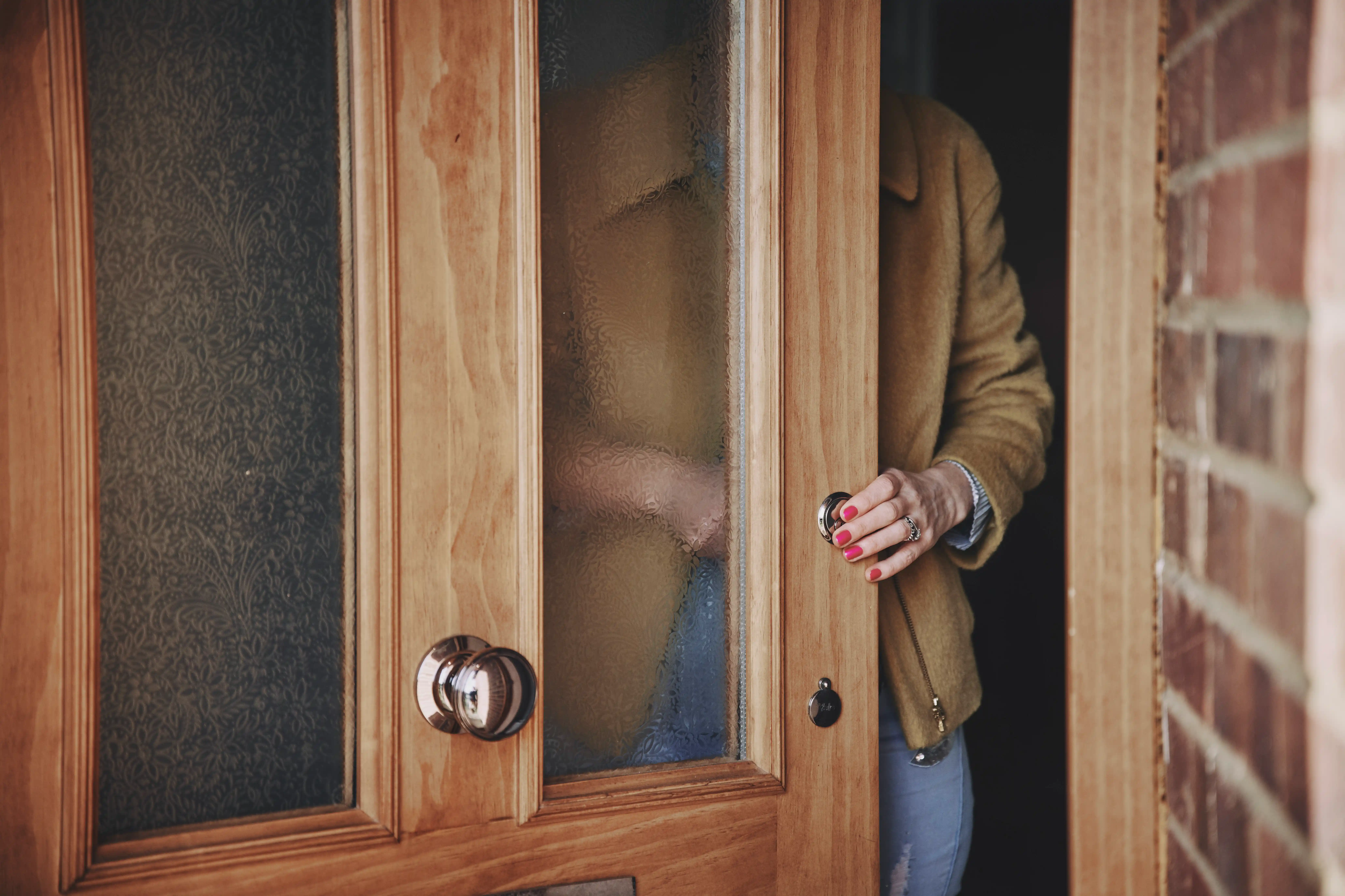 Natural Accoya timber grain on a bespoke front door
