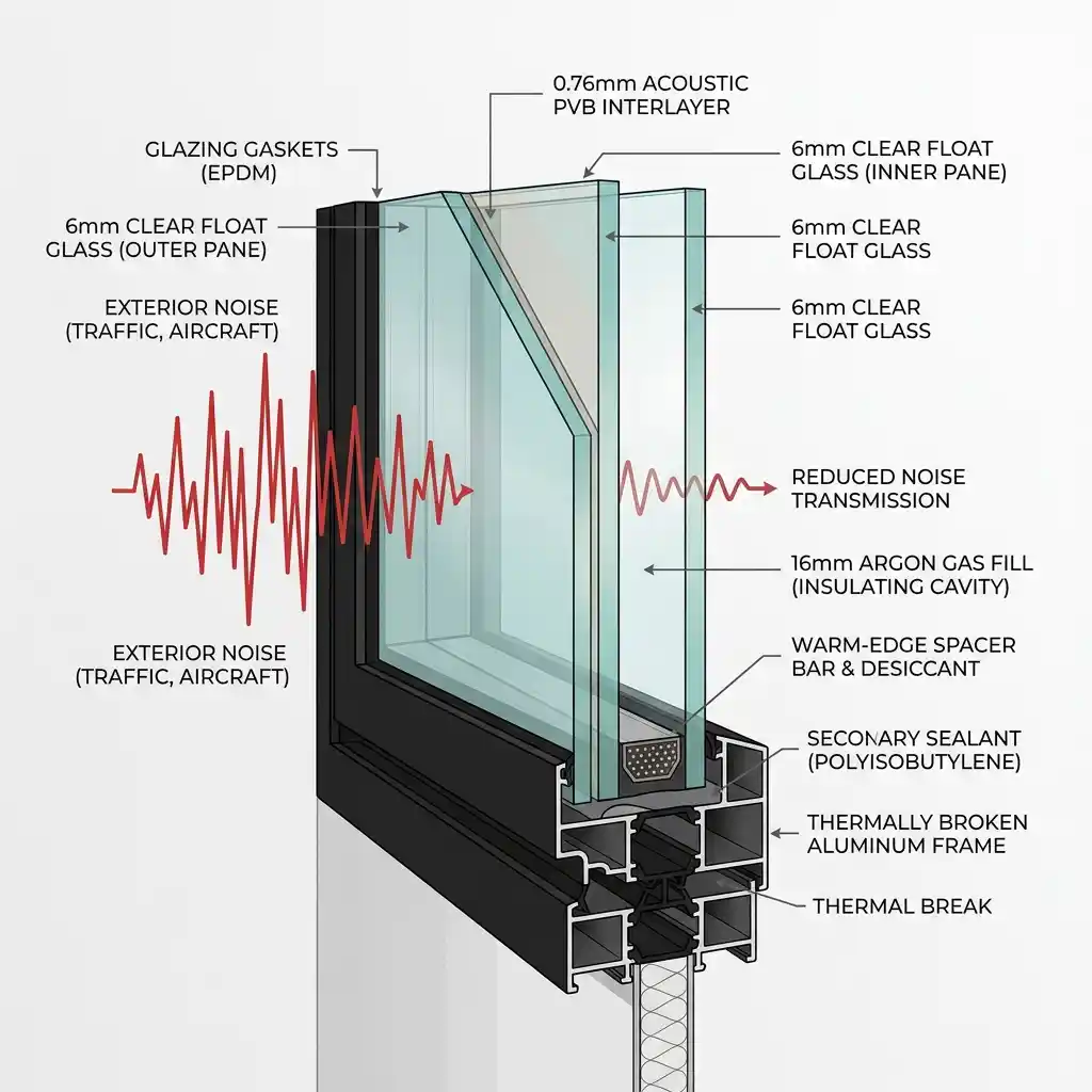 Acoustic Glass PVB Interlayer Diagram