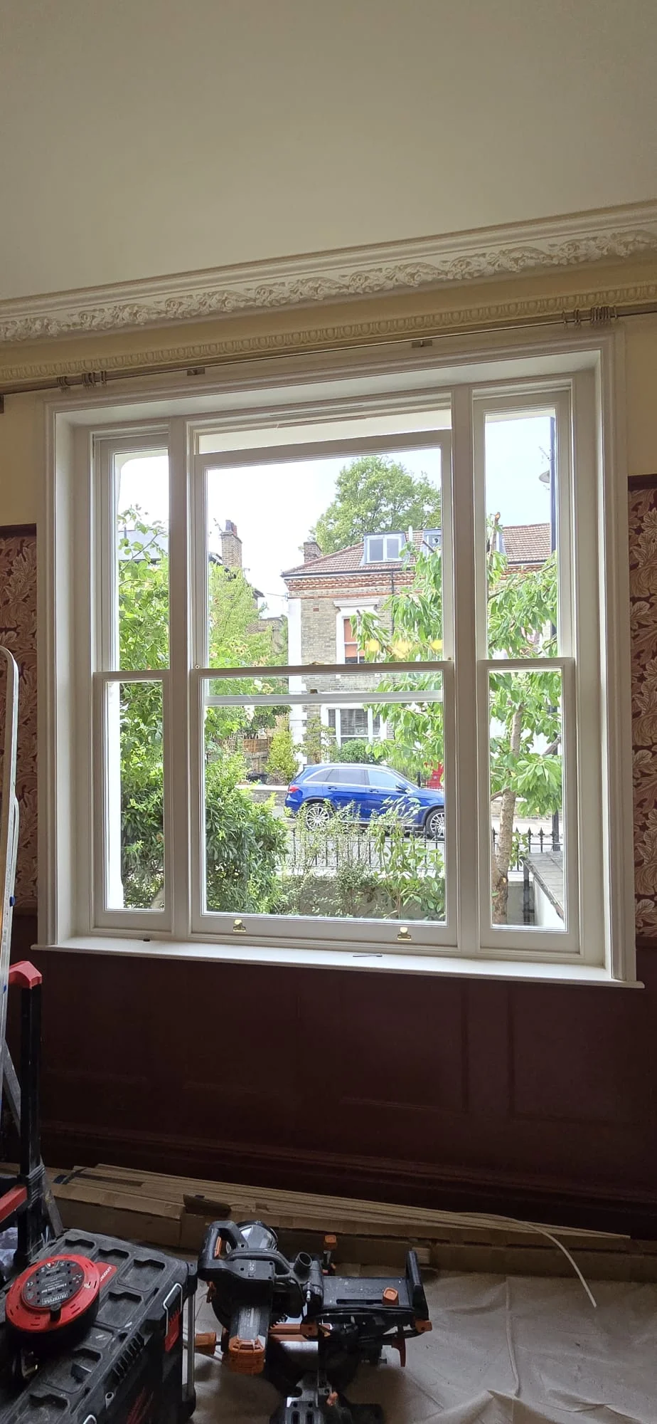 Grade 2 listed building window replacement, interior sash window detail