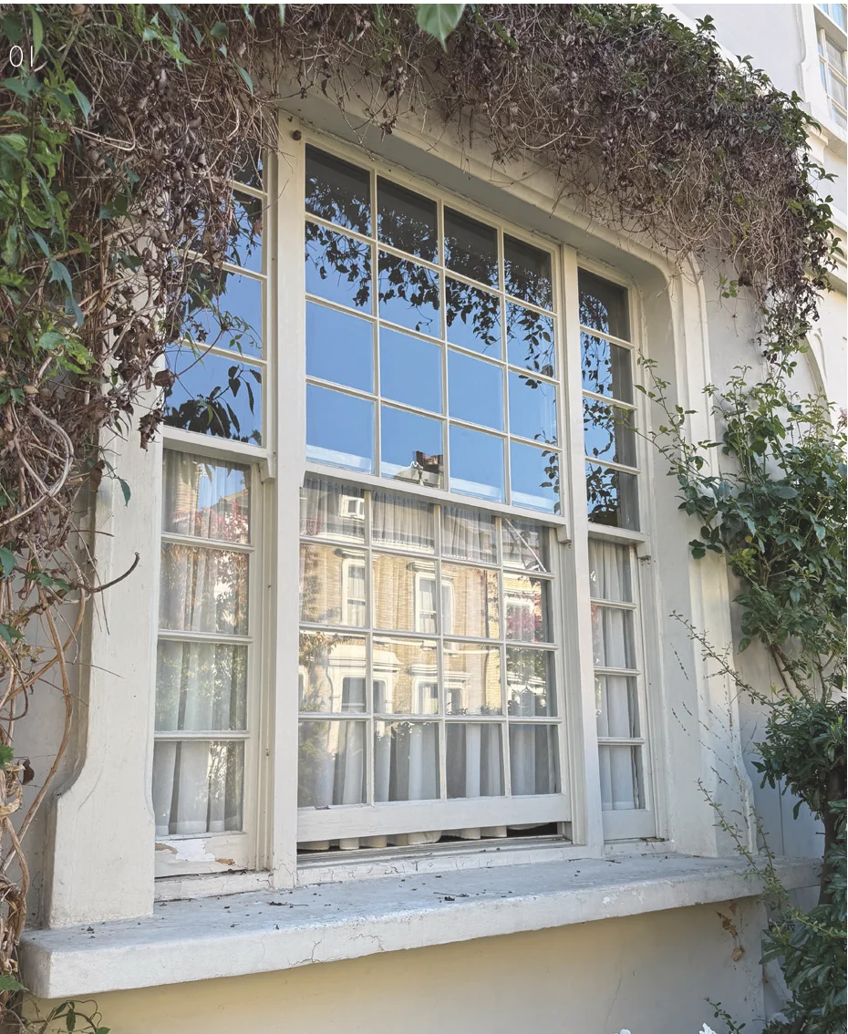 Existing single-glazed sash window before Grade 2 listed building window replacement, Islington