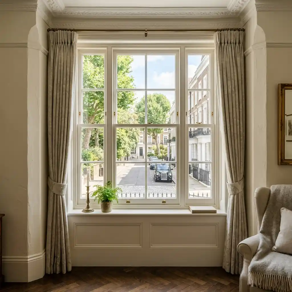 Beautifully Restored Victorian Timber Sash Window with Acoustic Glass